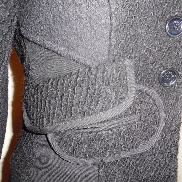 AnnaRita N Wool Real Fur Colar Wool Italy Black Buttoned Jacket Blaser Coat - Picture 11 of 16